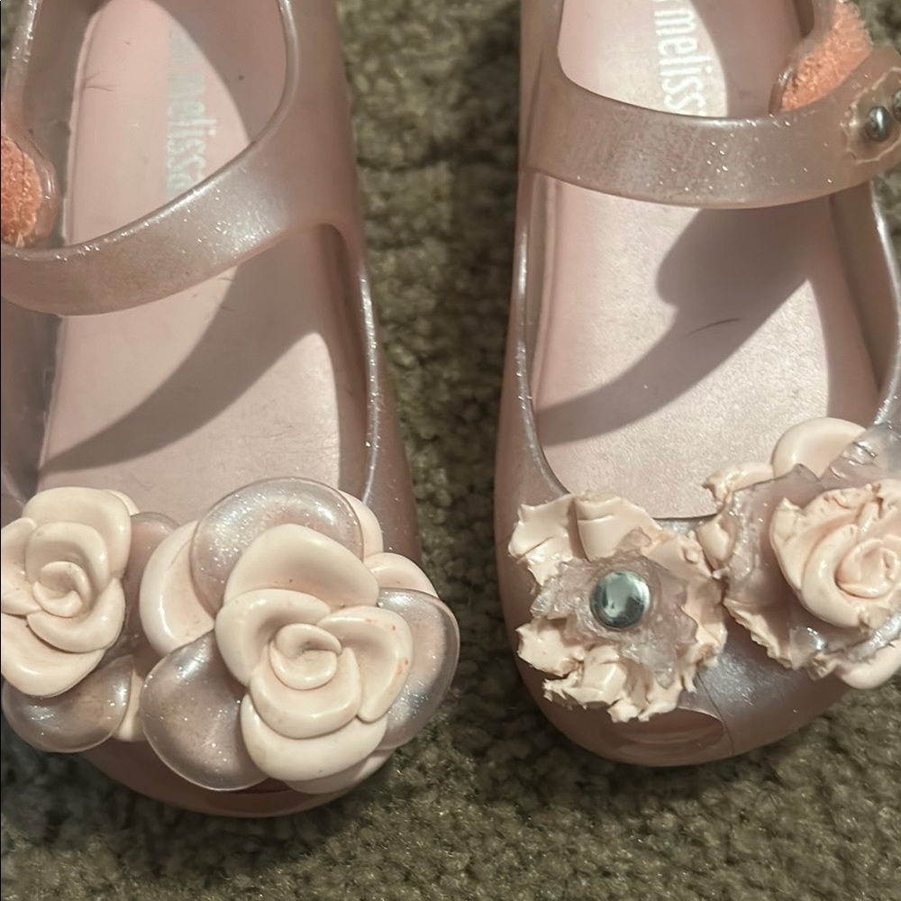 Mini Melissa Pink Floral Dress Shoes